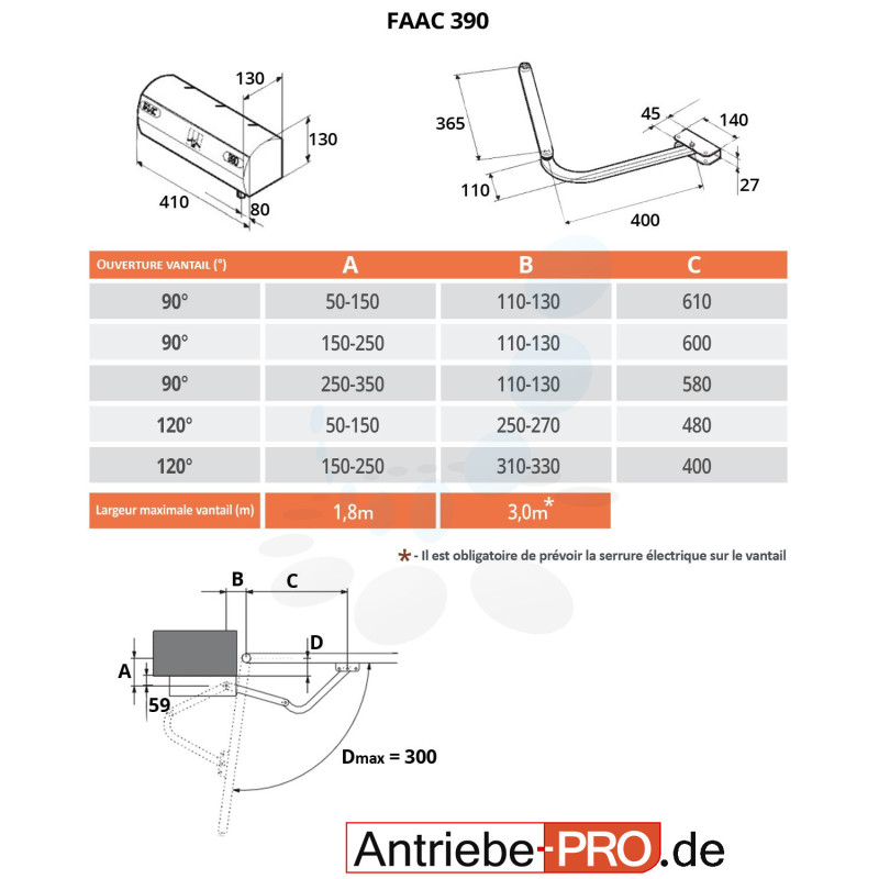 FAAC 390 2 moteur 230V à bras articulé